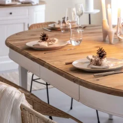 Made in Meubles Table À Manger<Table à manger en bois recyclé avec allonges Garance