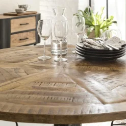 Made in Meubles Table À Manger<Table à manger ronde en bois de manguier Vitto