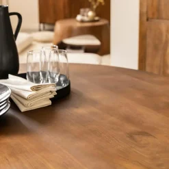 Made in Meubles Table À Manger<Table à manger ronde en bois de manguier Zola