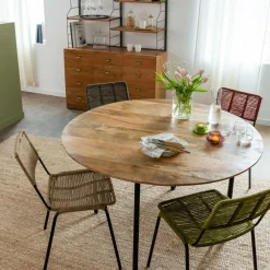 Made in Meubles Table À Manger<Table à manger ronde en bois de manguier Gloria