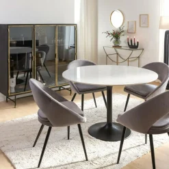 Made in Meubles Table À Manger<Table à manger ronde en marbre Servane
