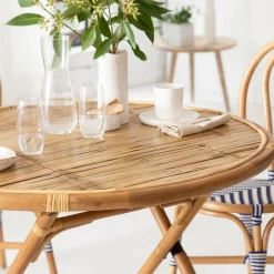 Made in Meubles Table À Manger<Table ronde en bambou 4 places Soline