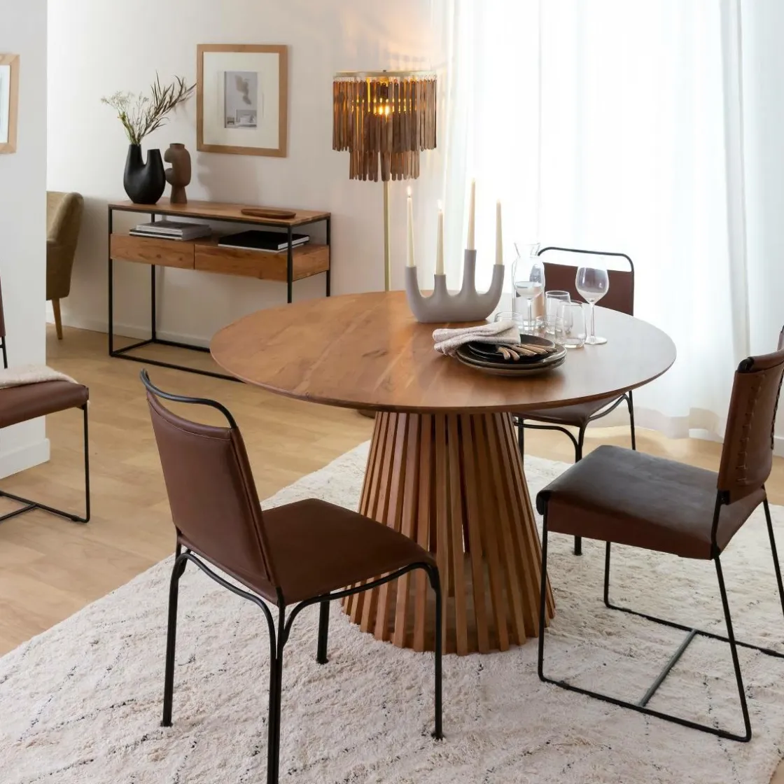 Made in Meubles Table À Manger<Table ronde en bois d'acacia Vida
