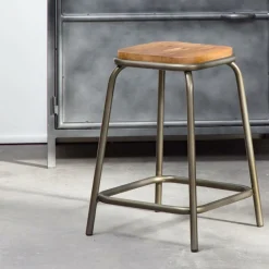 Made in Meubles Tabouret<Tabouret écolier métal et bois petit modèle Marcus