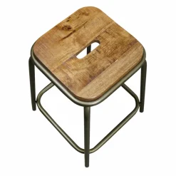 Made in Meubles Tabouret<Tabouret écolier métal et bois petit modèle Marcus