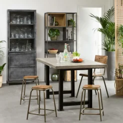 Made in Meubles Tabouret<Tabouret écolier métal et bois petit modèle Marcus