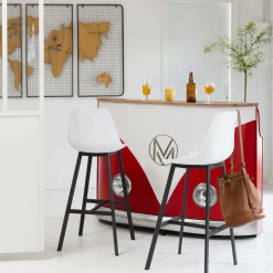 Made in Meubles Tabouret De Bar<Tabouret de bar blanc et métal noir Marius (lot de 2)