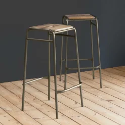 Made in Meubles Tabouret De Bar<Tabouret de bar écolier bois et métal 77cm Marcus