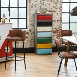 Made in Meubles Tabouret De Bar<Tabouret de bar en cuir et métal Tiago