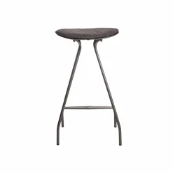 Made in Meubles Tabouret De Bar<Tabouret de bar en cuir gris et métal Lya