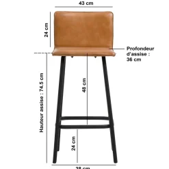 Made in Meubles Tabouret De Bar<Tabouret de bar en cuir marron Louise (lot de 2)