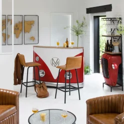 Made in Meubles Tabouret De Bar<Tabouret de bar en cuir marron Louise (lot de 2)