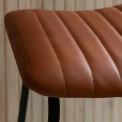 Made in Meubles Tabouret De Bar<Tabouret de bar en cuir marron et métal Alexandre (lot de 2)