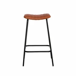 Made in Meubles Tabouret De Bar<Tabouret de bar en cuir marron et métal Alexandre (lot de 2)