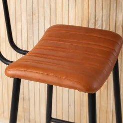 Made in Meubles Tabouret De Bar<Tabouret de bar en cuir marron Carl