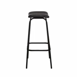 Made in Meubles Tabouret De Bar<Tabouret de bar en cuir noir et métal Alexandre (lot de 2)
