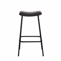 Made in Meubles Tabouret De Bar<Tabouret de bar en cuir noir et métal Alexandre (lot de 2)