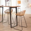 Made in Meubles Tabouret De Bar<Tabouret de bar rond en rotin et métal Calvi