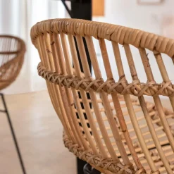 Made in Meubles Tabouret De Bar<Tabouret de bar rond en rotin et métal Calvi