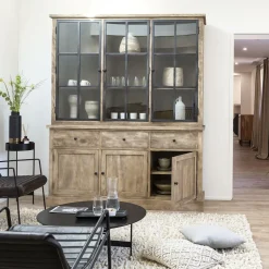 Made in Meubles Vaisselier<Vaisselier en bois de manguier brossée et métal noir Clotilde