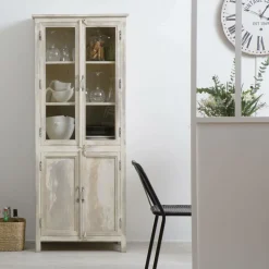 Made in Meubles Vaisselier<Vaisselier en bois de manguier blanchi Cuzco