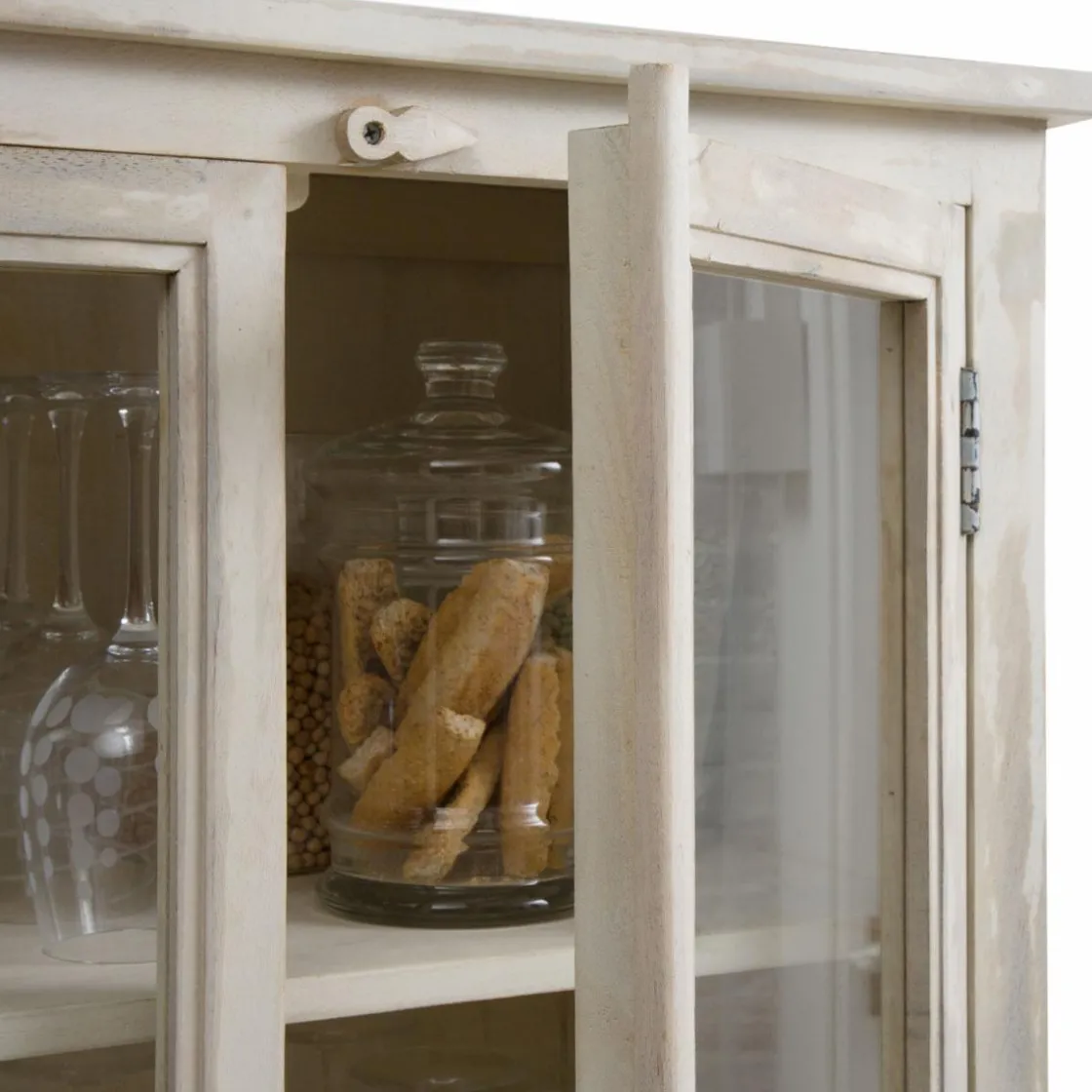 Made in Meubles Vaisselier<Vaisselier en bois de manguier blanchi Cuzco