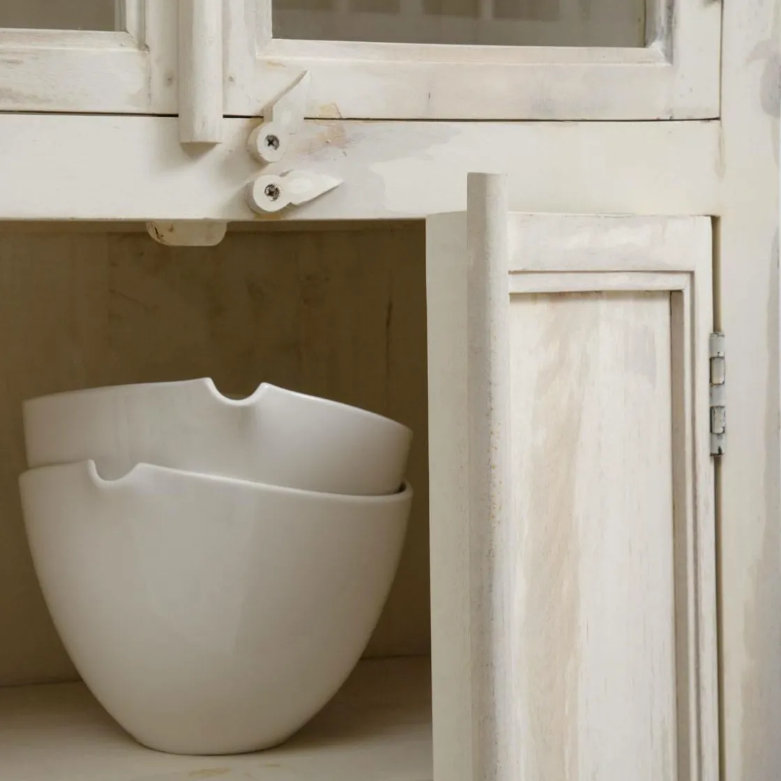 Made in Meubles Vaisselier<Vaisselier en bois de manguier blanchi Cuzco