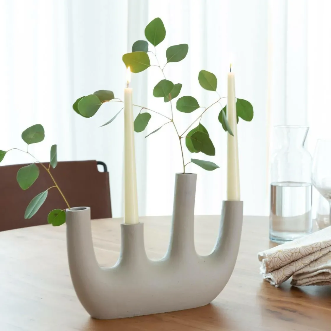 Made in Meubles Décoration<Vase beige 4 tiges en aluminium Dahlia