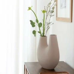 Made in Meubles Décoration<Vase beige 2 tiges en aluminium Tulipa