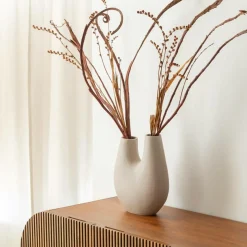 Made in Meubles Décoration<Vase beige 2 tiges en aluminium Tulipa