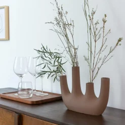 Made in Meubles Décoration<Vase marron 4 tiges en aluminium Dahlia