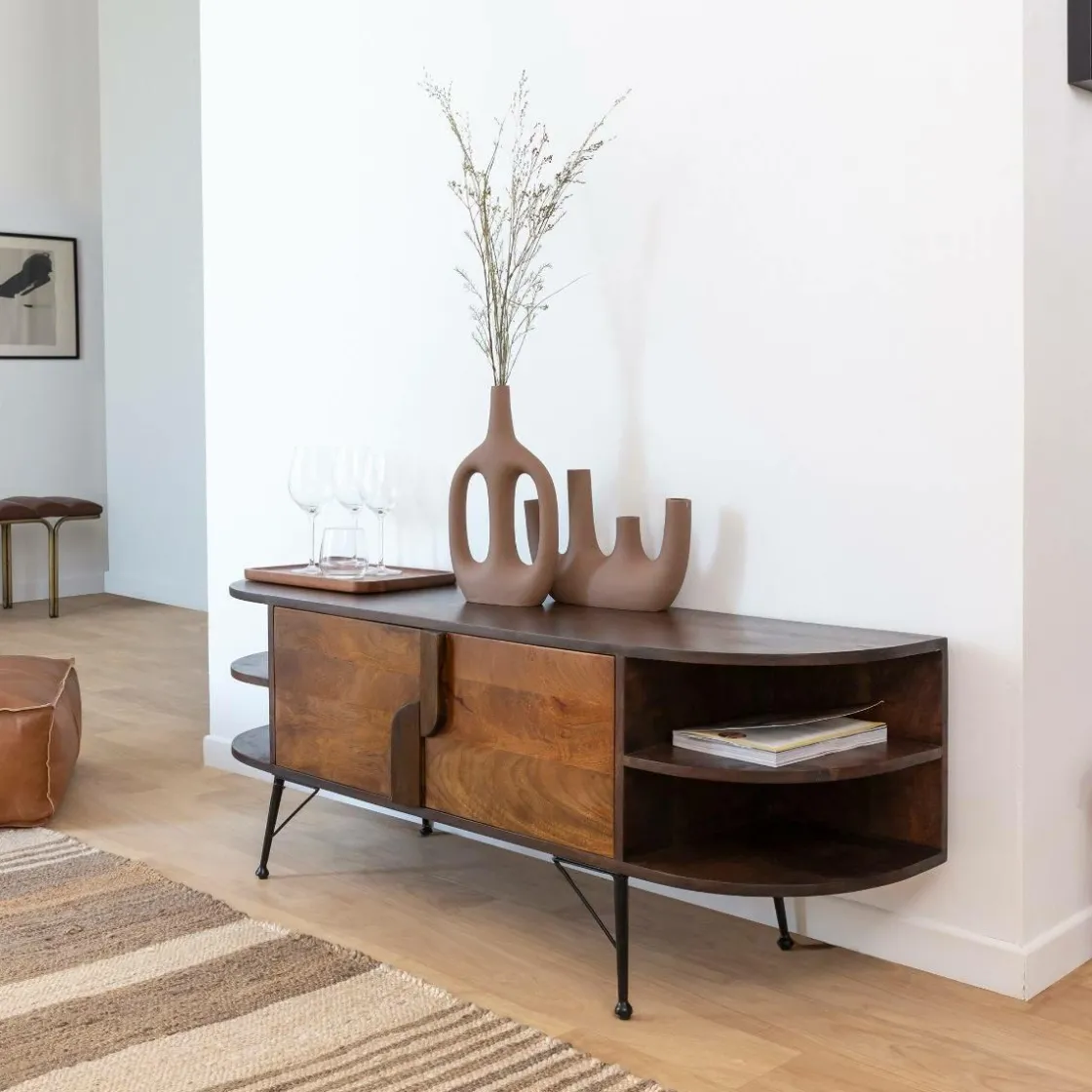 Made in Meubles Décoration<Vase marron 4 tiges en aluminium Dahlia