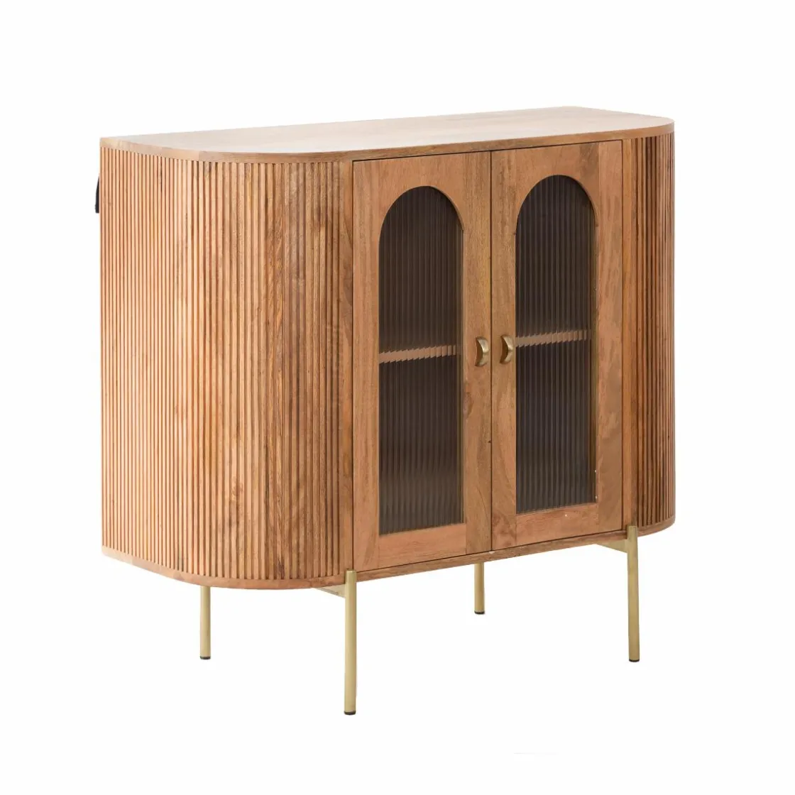 Made in Meubles Vitrine<Vitrine arrondie en bois de manguier Maria