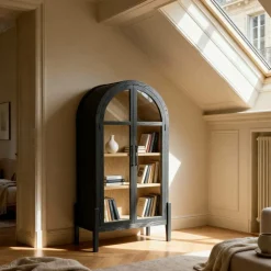 Made in Meubles Vitrine<Vitrine arrondie en bois d'orme Bruce