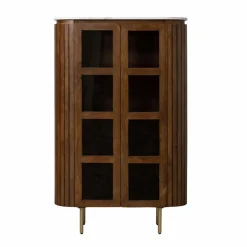 Made in Meubles Vitrine<Vitrine en bois de manguier et marbre Sienne