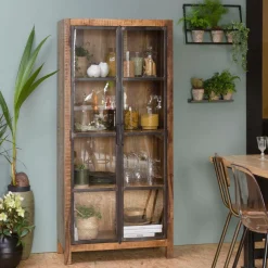 Made in Meubles Vitrine<Vitrine en bois de manguier et métal Ambroisa