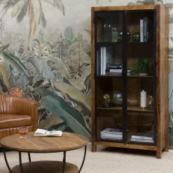 Made in Meubles Vitrine<Vitrine en bois de manguier et métal Ambroisa