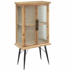 Made in Meubles Vaisselier|Vitrine<Vitrine en bois de sapin et verre strié 2 portes Nicole