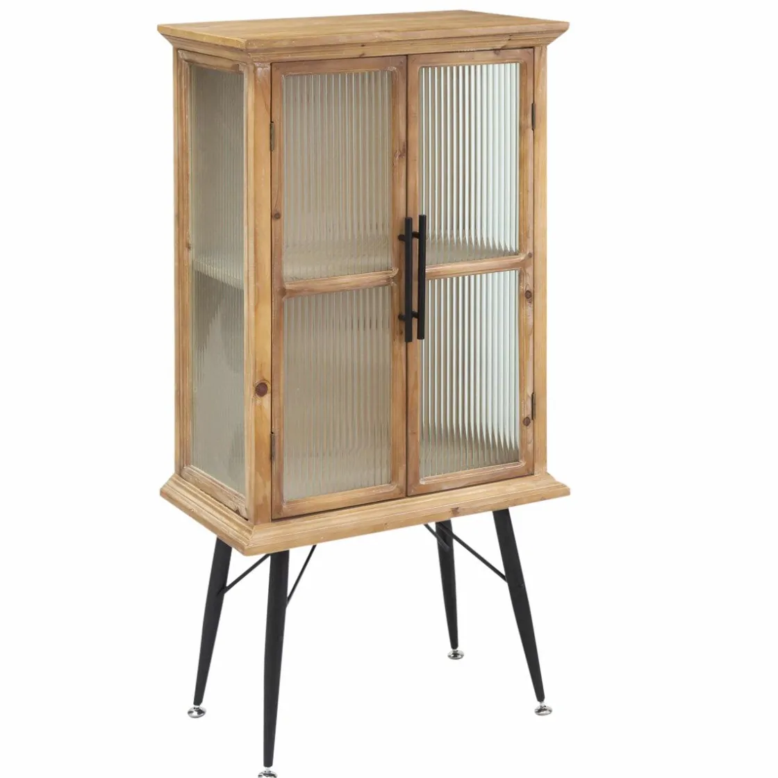 Made in Meubles Vaisselier|Vitrine<Vitrine en bois de sapin et verre strié 2 portes Nicole